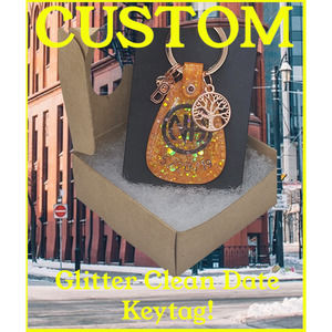 NA Narcotics Anonymous CUSTOM GLITTER orange keytag! Add your clean date!